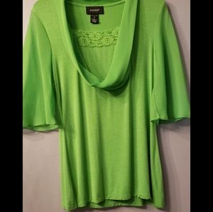 Final $4 Ashro "Short Sleeve Drop Neck Knit Top" Sz. S Green.